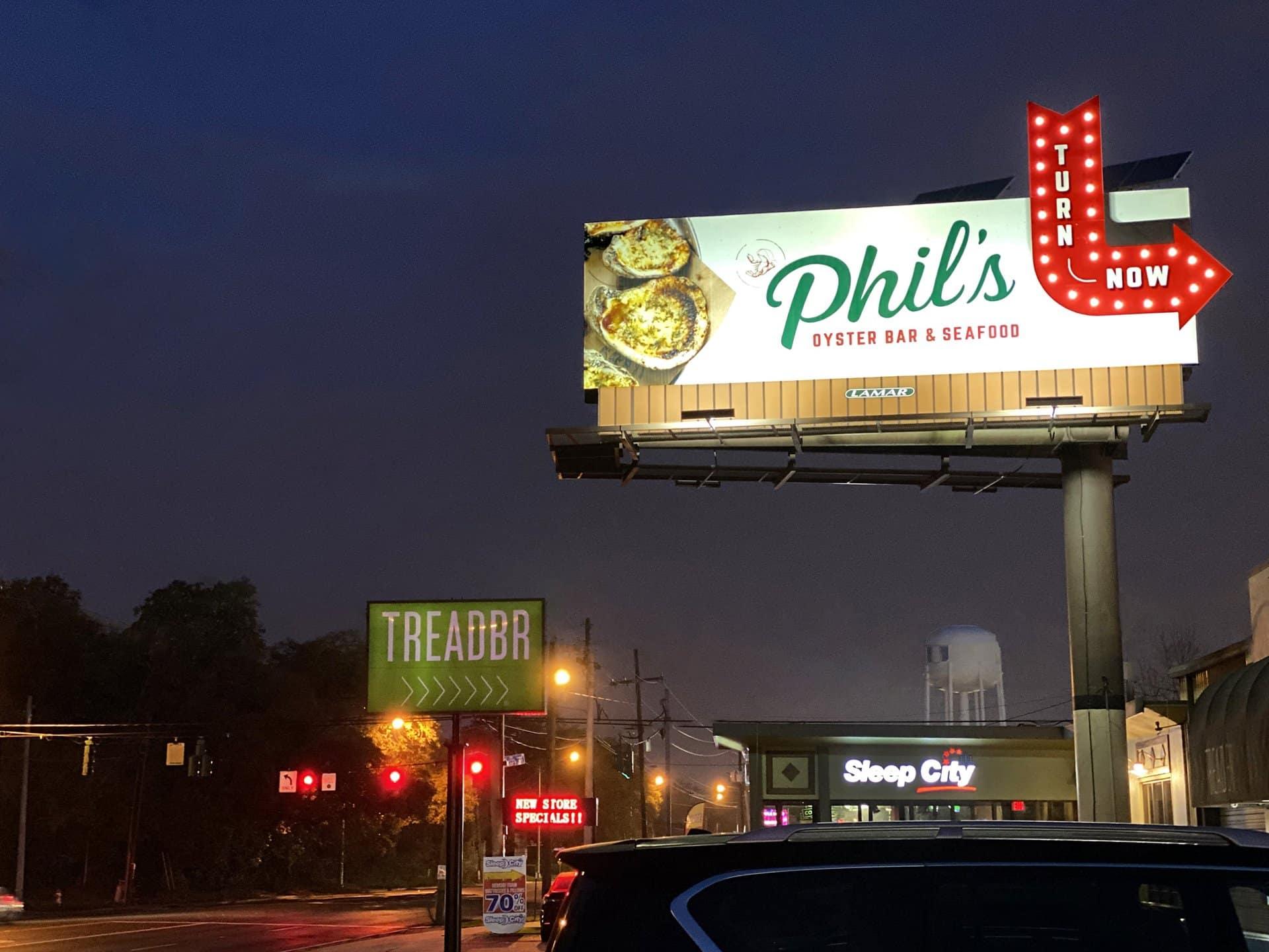 Billboard advertising at night